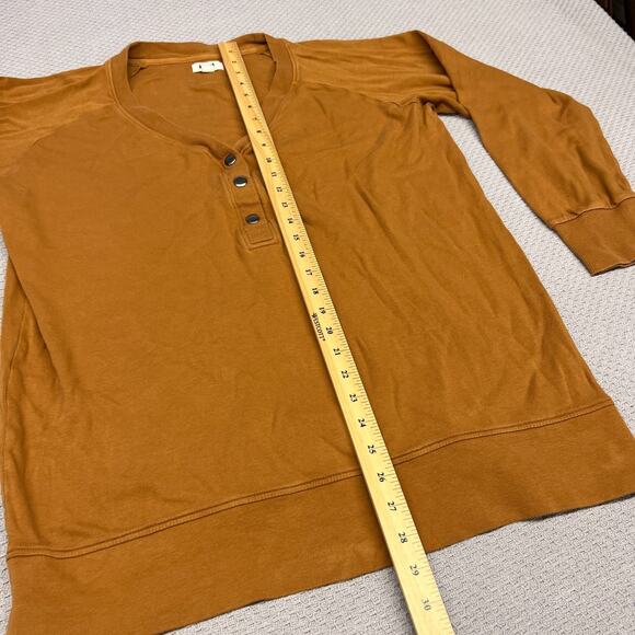 Pact Women's Henley Sweatshirt in Mustard Brown - Picture 6 of 7